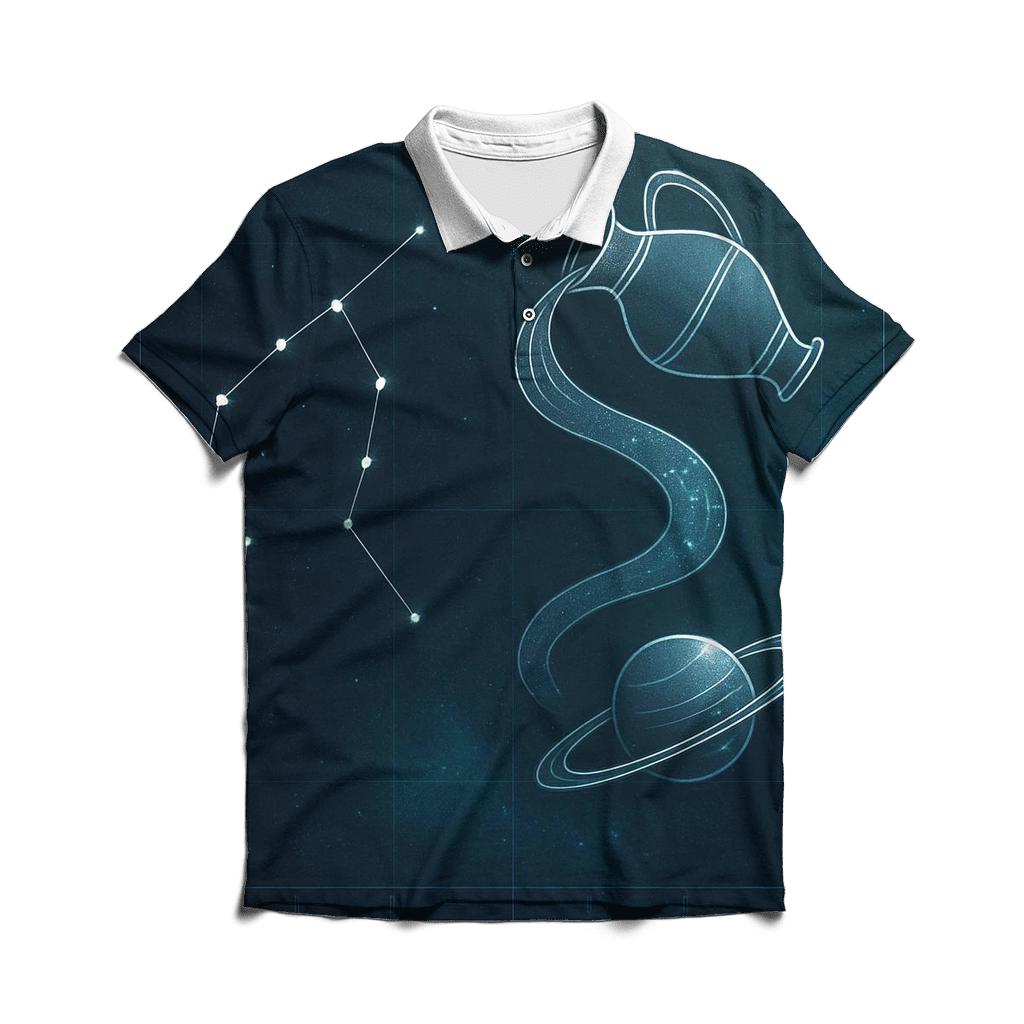 Aquarius Orbital Water Bearer Blueprint casual sports polo shirts
