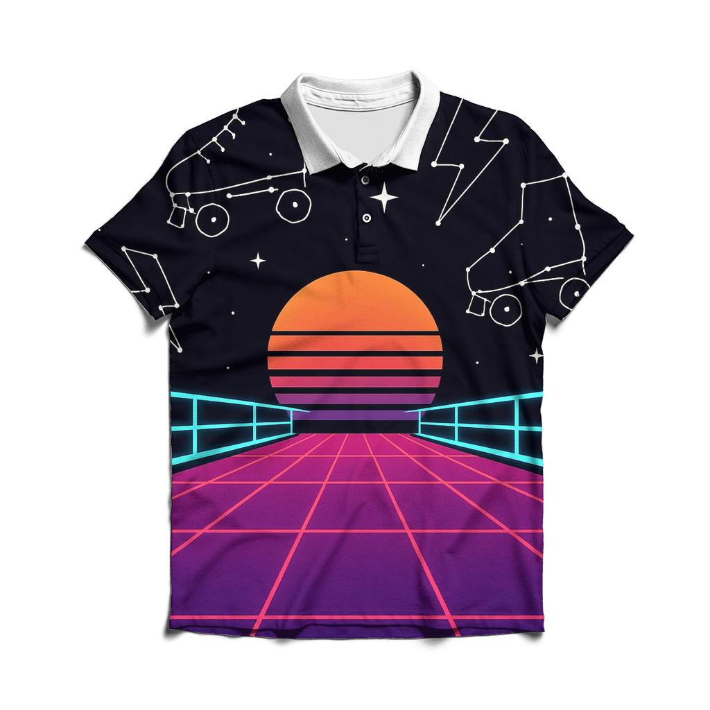 Neon Roller Rink Constellation premium cotton polo shirts
