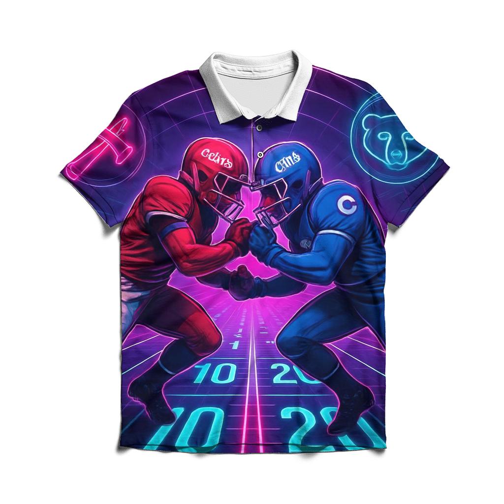 Neon Tunnel Faceoff Through Time Dilation casual sports polo shirts