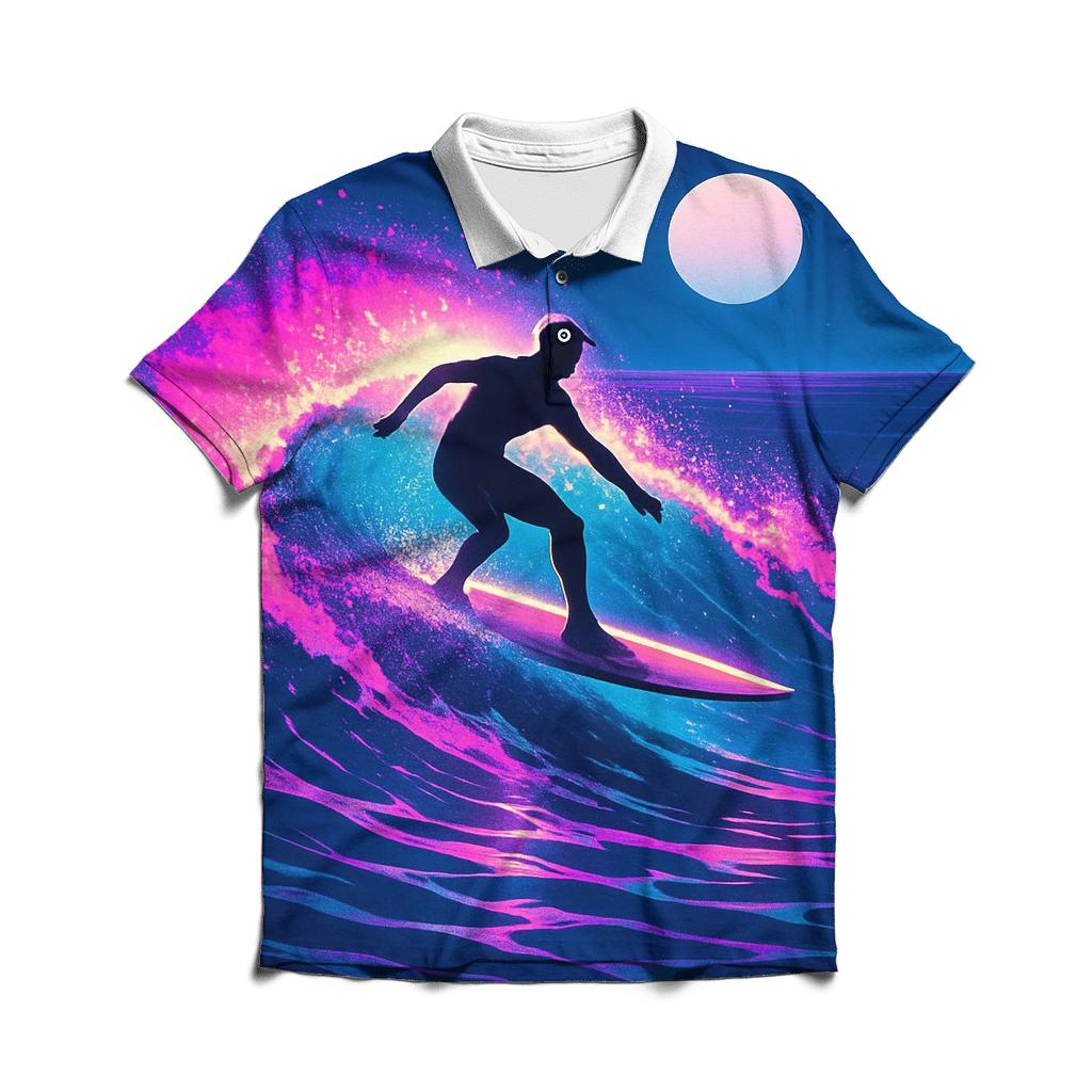 Neon Tides Longboard Surf Session embroidered polo tops