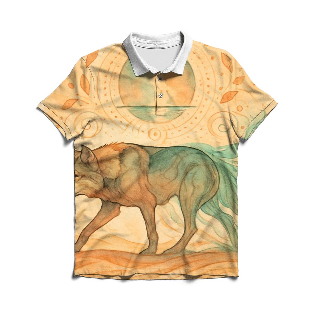 Desert Mirage Spirit Wolf stylish collar polo tees