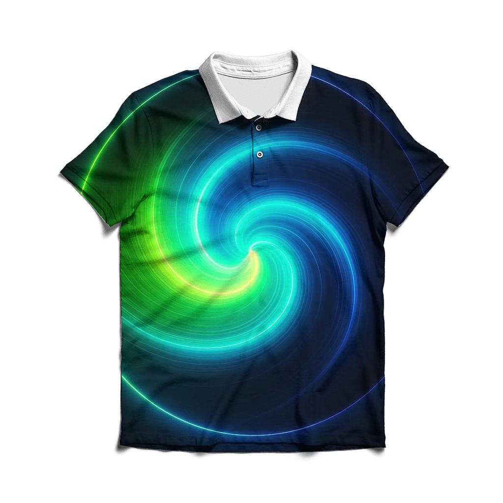 Electric Lime Vortex Fade stylish collar polo tees