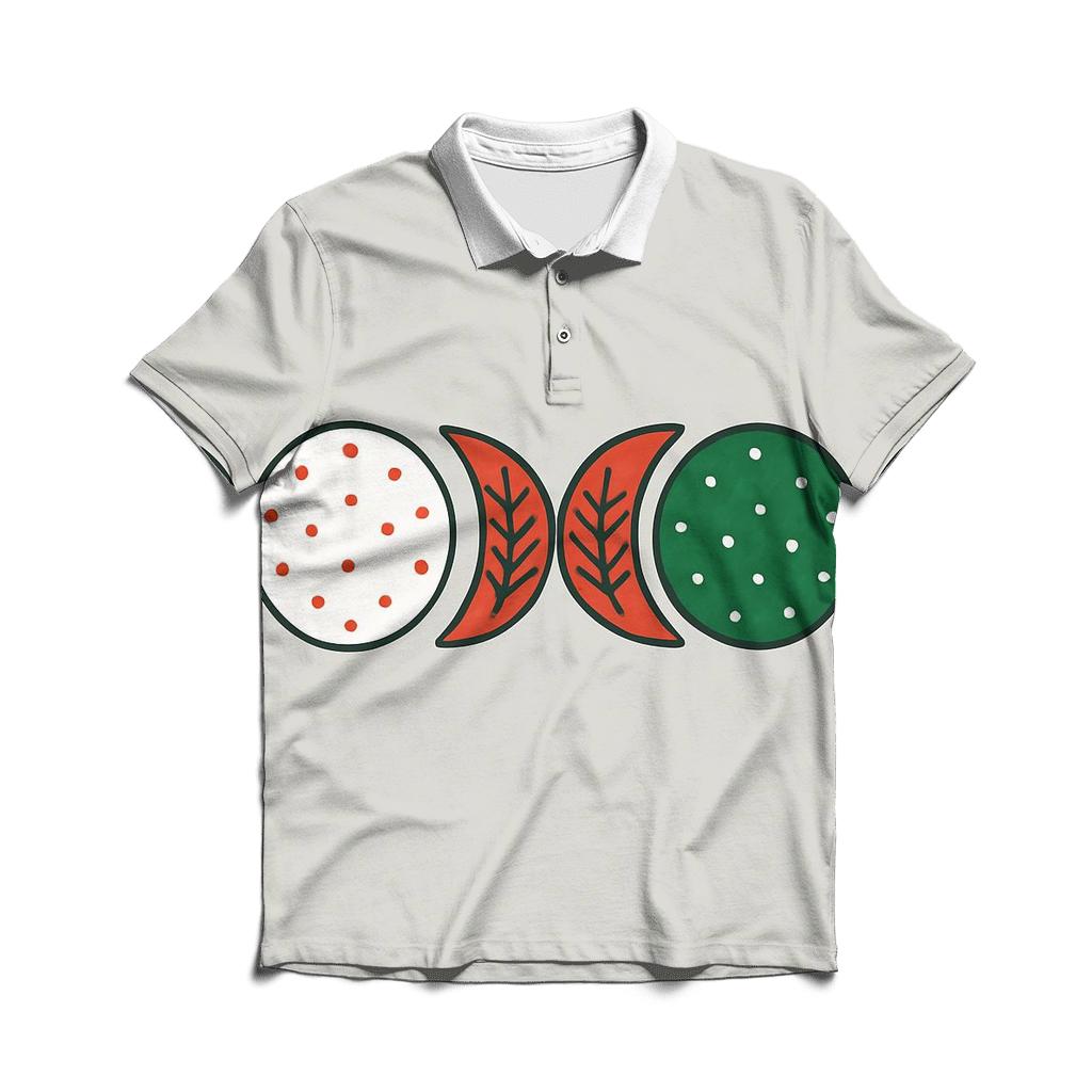 Pine And Ornament Moon Phases premium cotton polo shirts