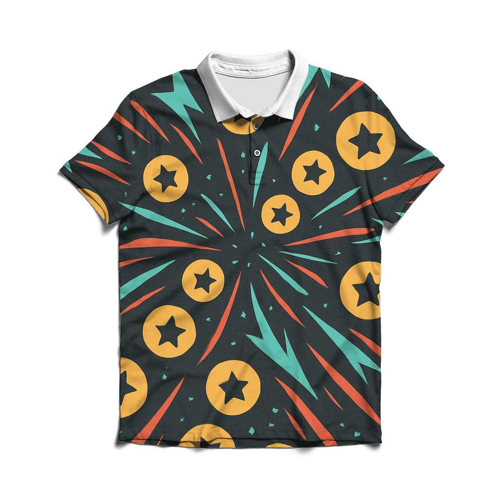 Arcade Comet Token Burst branded logo polo shirts