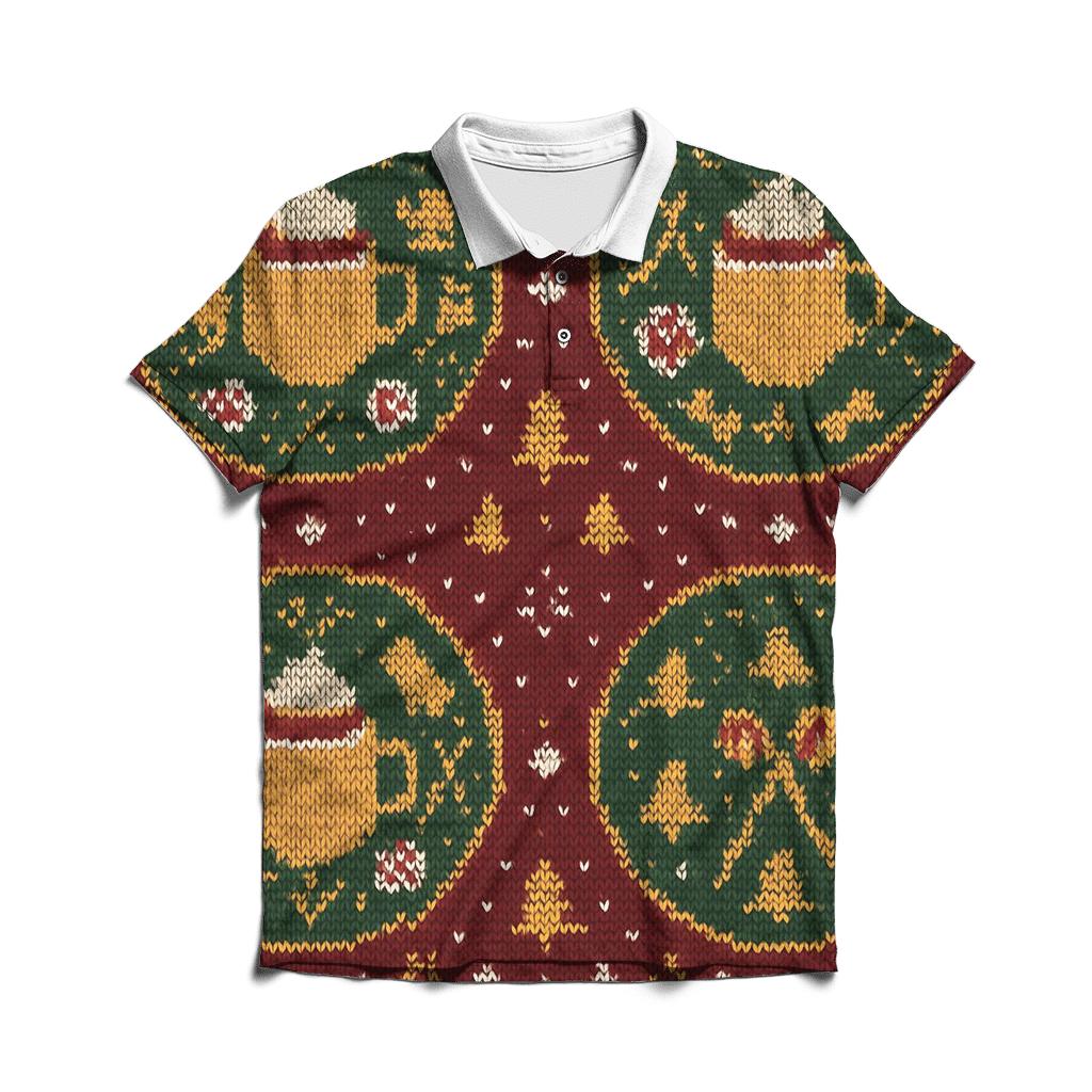 Ski Lodge Cocoa Cup Medallion Design branded logo polo shirts