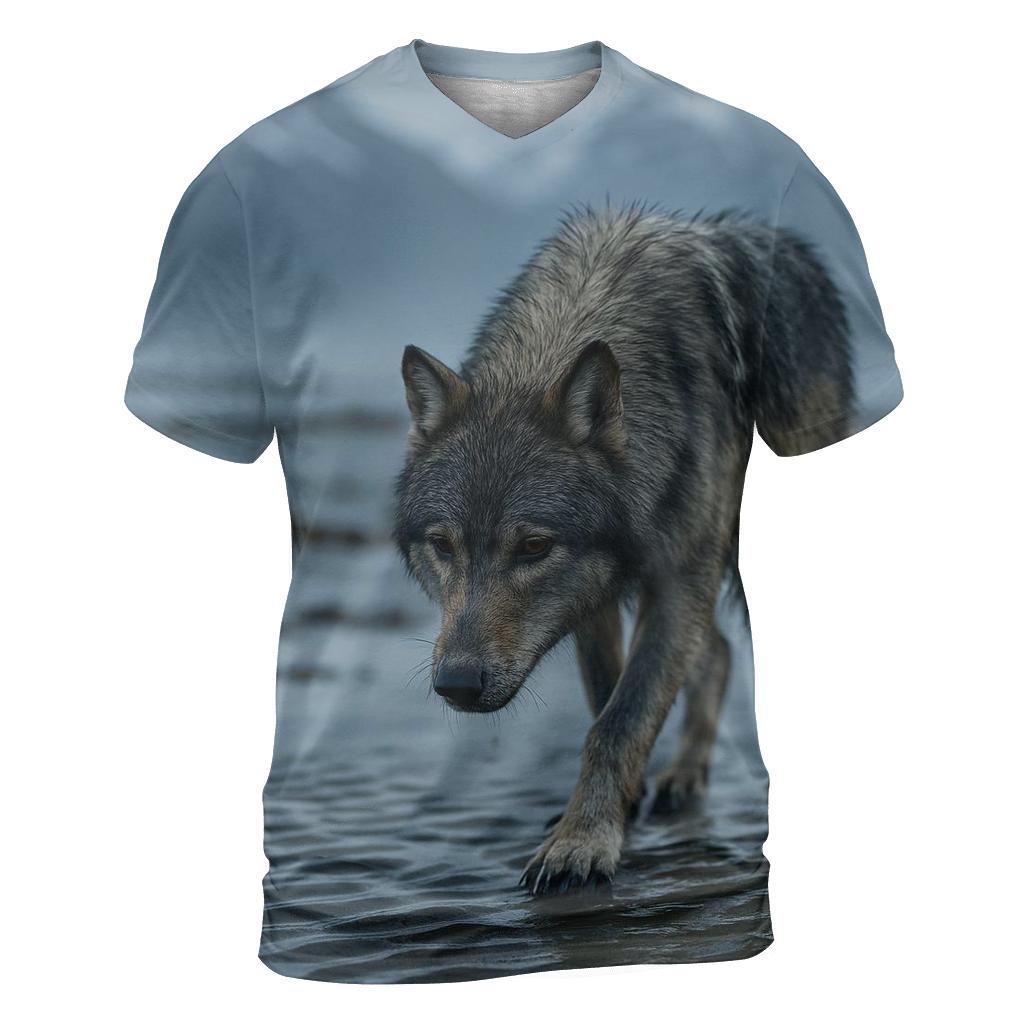 Coastal Wolf Tracking Line In The Alaskan Tidelands artistic all-over print tops