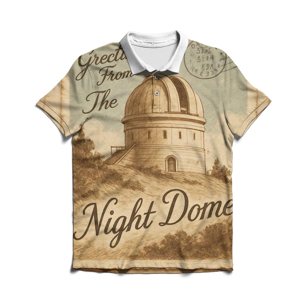 Sepia Observatory Postcard Collage casual sports polo shirts