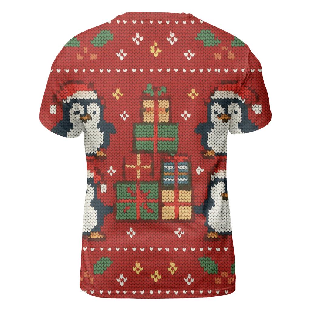 Penguin Present Pyramid Panel Design custom all-over print shirts
