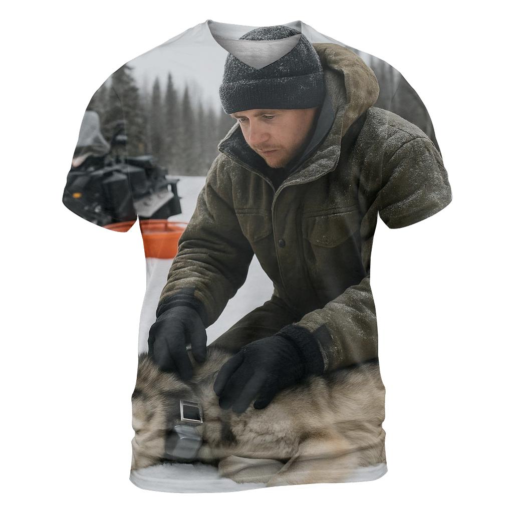 Radio Collar Health Check In Boreal Snowmobile Camp artistic all-over print tops