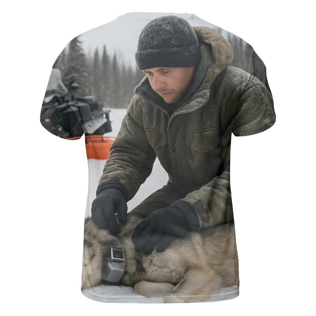 Radio Collar Health Check In Boreal Snowmobile Camp artistic all-over print tops