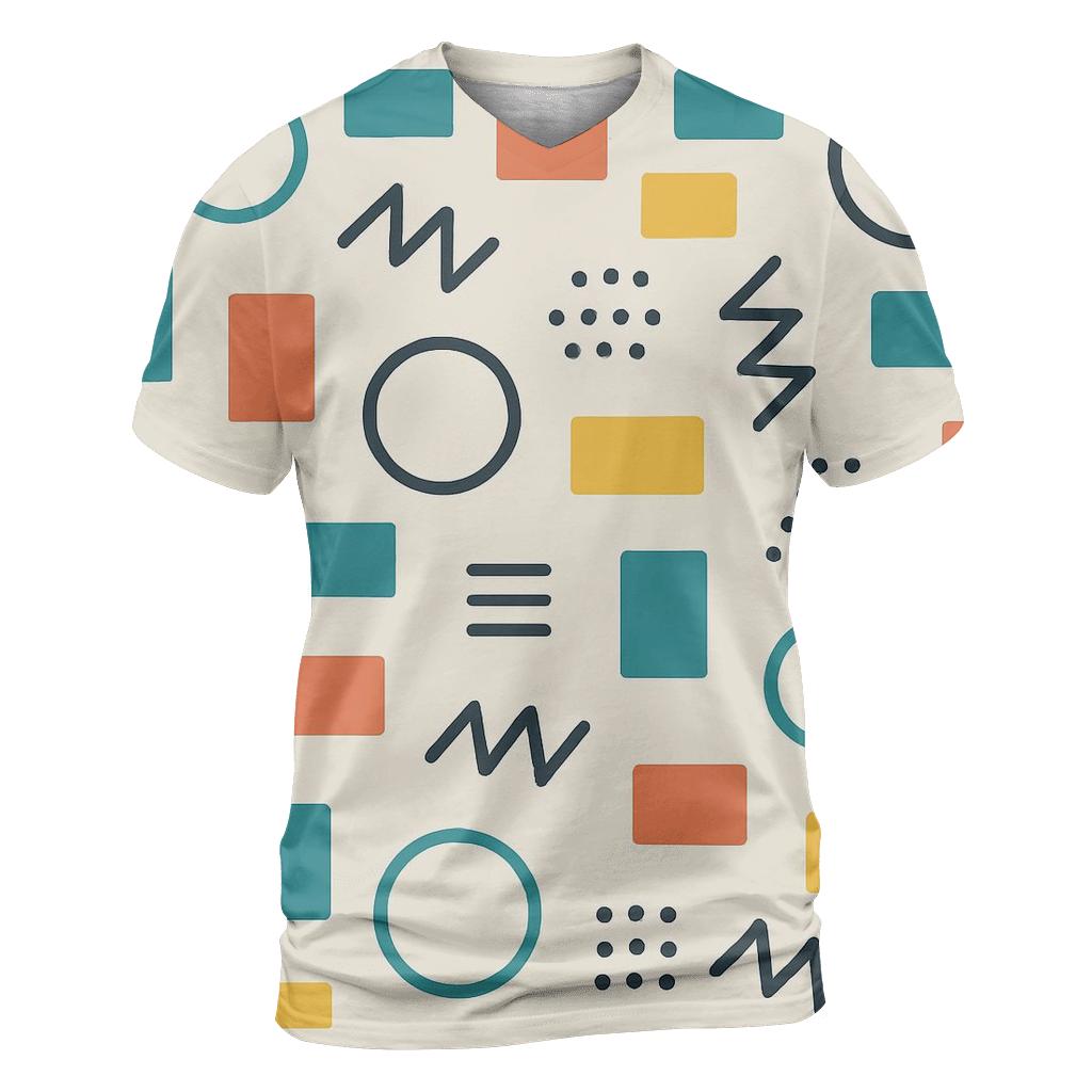 Memphis Space Station Tiles artistic all-over print tops