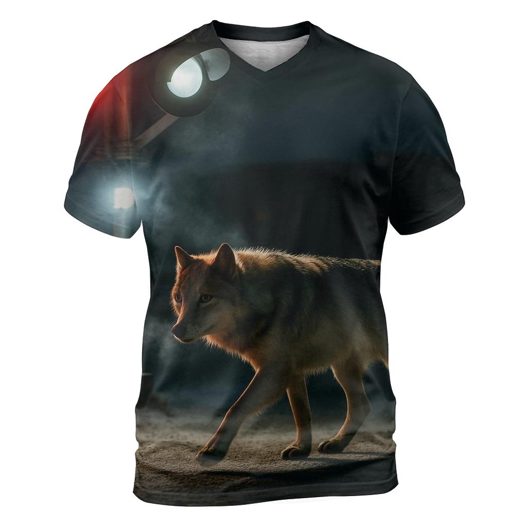 Night Crossing Under Arctic Rail Signals designer pattern shirts