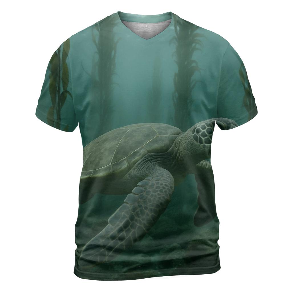 Kelp Forest Glide Green Sea Turtle trendy printed shirt styles