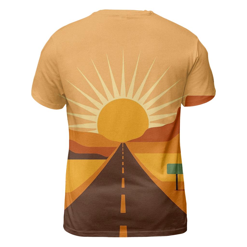 Desert Road Trip Sunburst Horizon artistic all-over print tops
