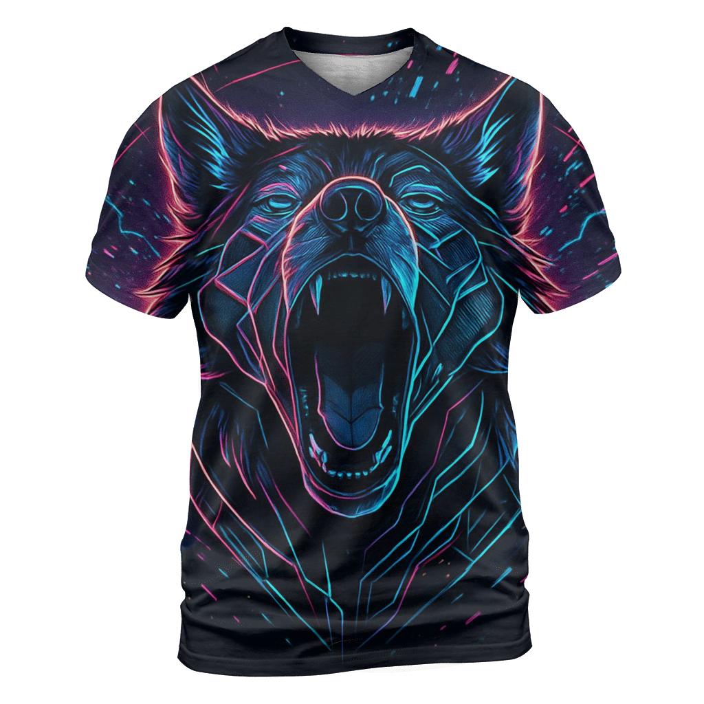 Neon Circuit Howl Wolf designer pattern shirts