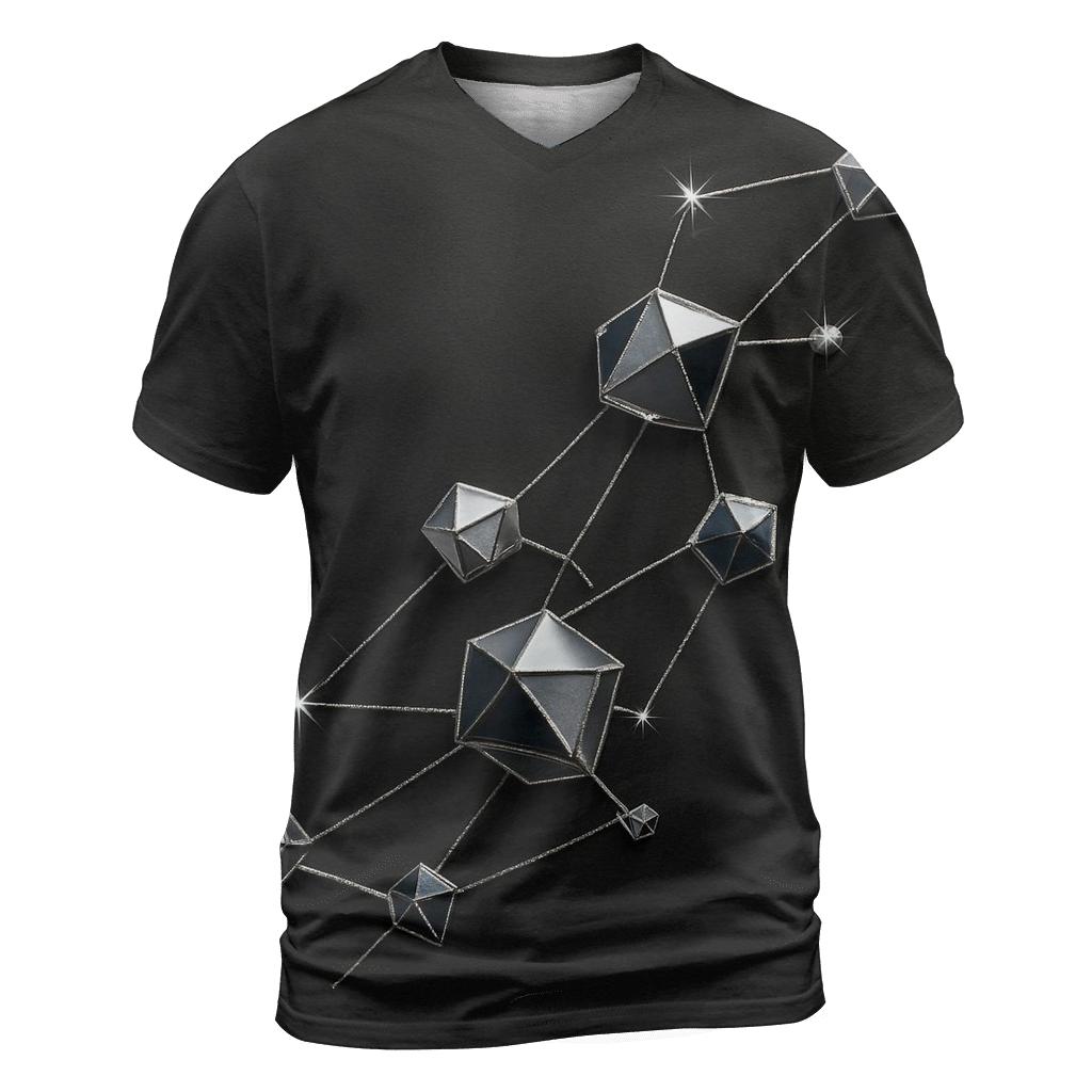 Charcoal Star Map Facets artistic all-over print tops