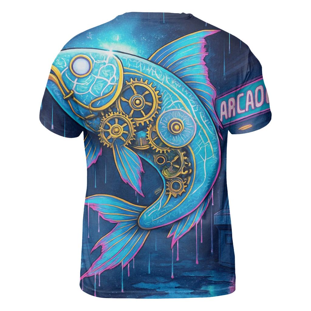 Clockwork Koi In A Rainstorm Arcade trendy printed shirt styles