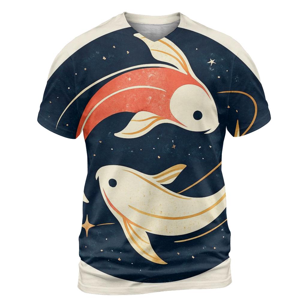 Koi Fish Orbit Yin Yang Emblem creative print fashion shirts