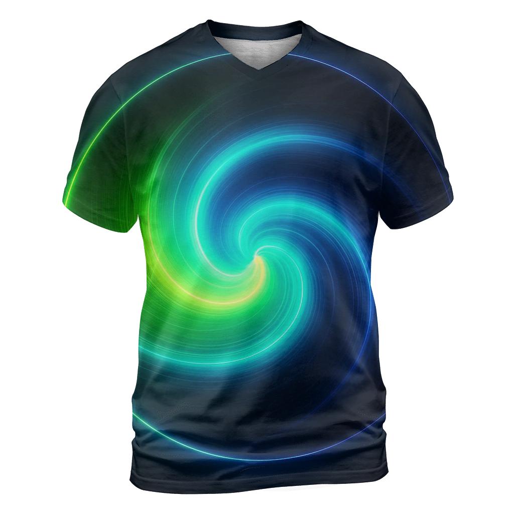Electric Lime Vortex Fade artistic all-over print tops