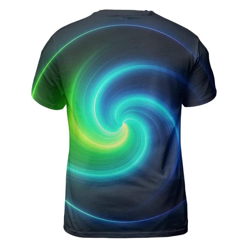 Electric Lime Vortex Fade artistic all-over print tops