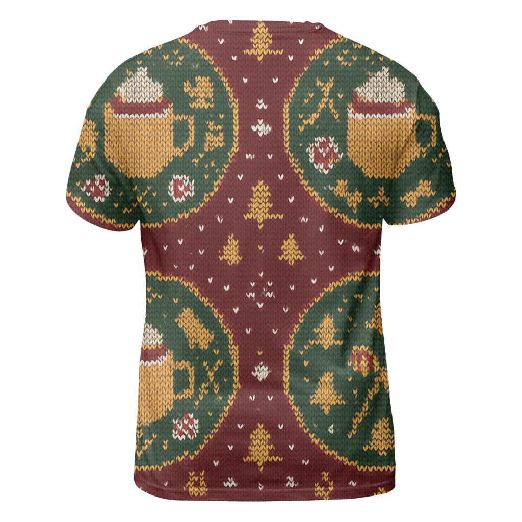 Ski Lodge Cocoa Cup Medallion Design artistic all-over print tops