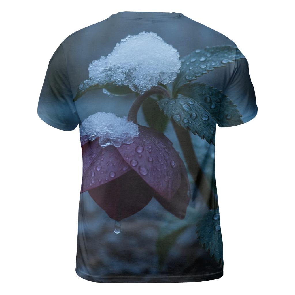 Hellebore Bloom After Wet Snowfall designer pattern shirts