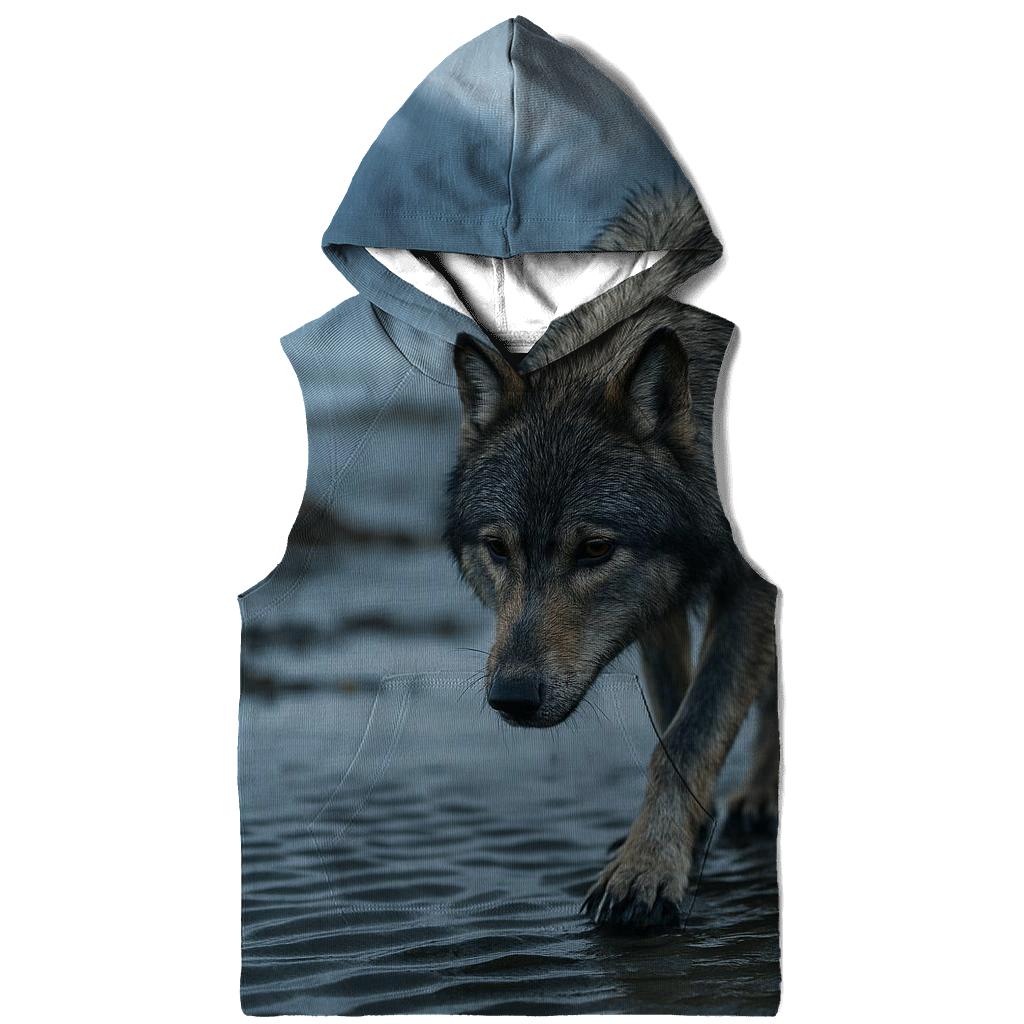 Coastal Wolf Tracking Line In The Alaskan Tidelands premium hoodies