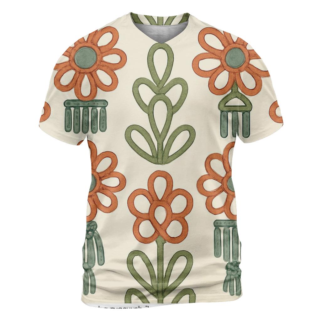 Macrame Floral Medallion Repeat statement graphic shirts