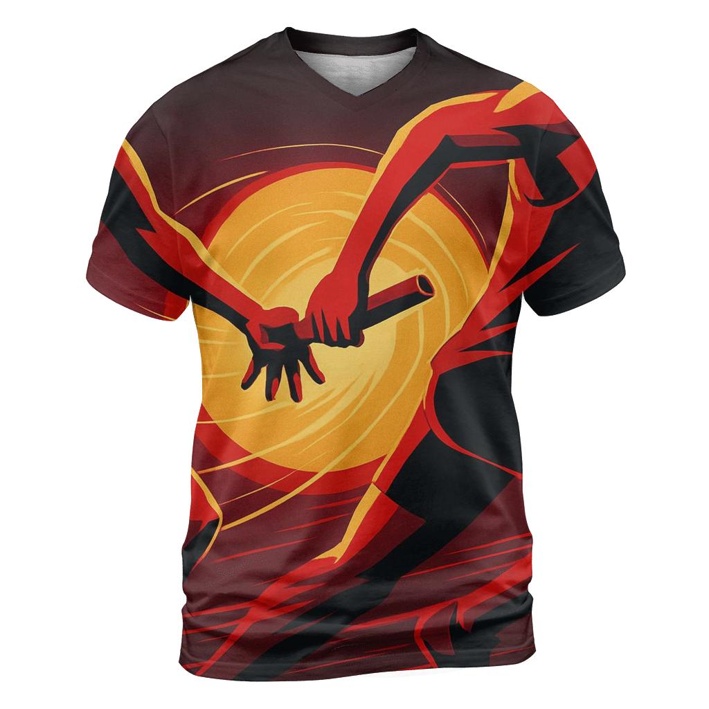 Solar Flare Sprint Relay Baton Exchange vibrant all-over design tees