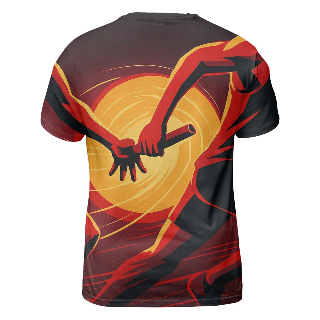 Solar Flare Sprint Relay Baton Exchange vibrant all-over design tees