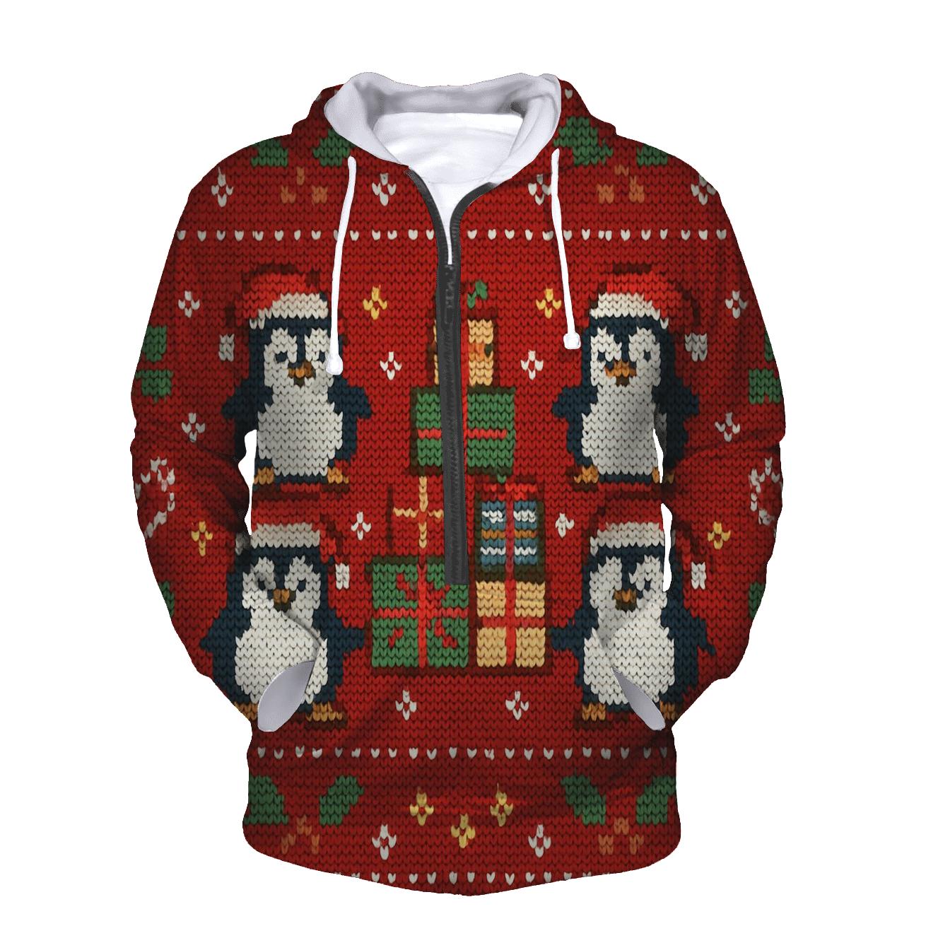 Penguin Present Pyramid Panel Design lightweight hoodies