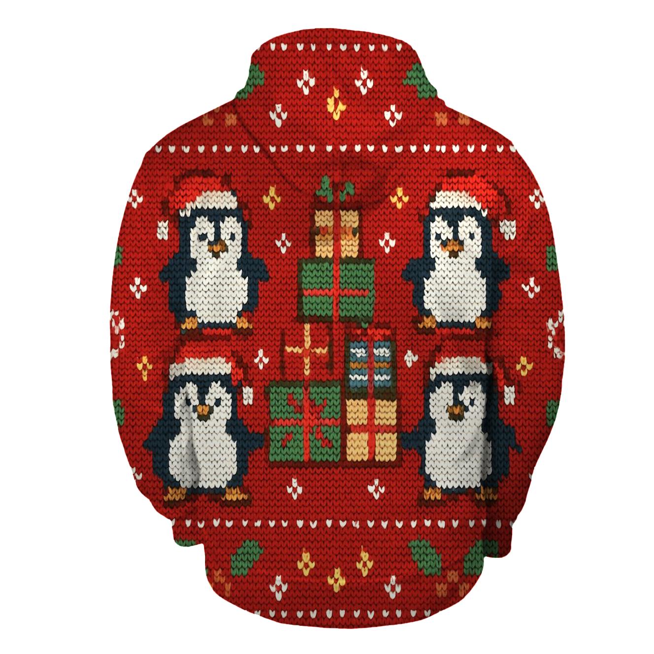 Penguin Present Pyramid Panel Design lightweight hoodies