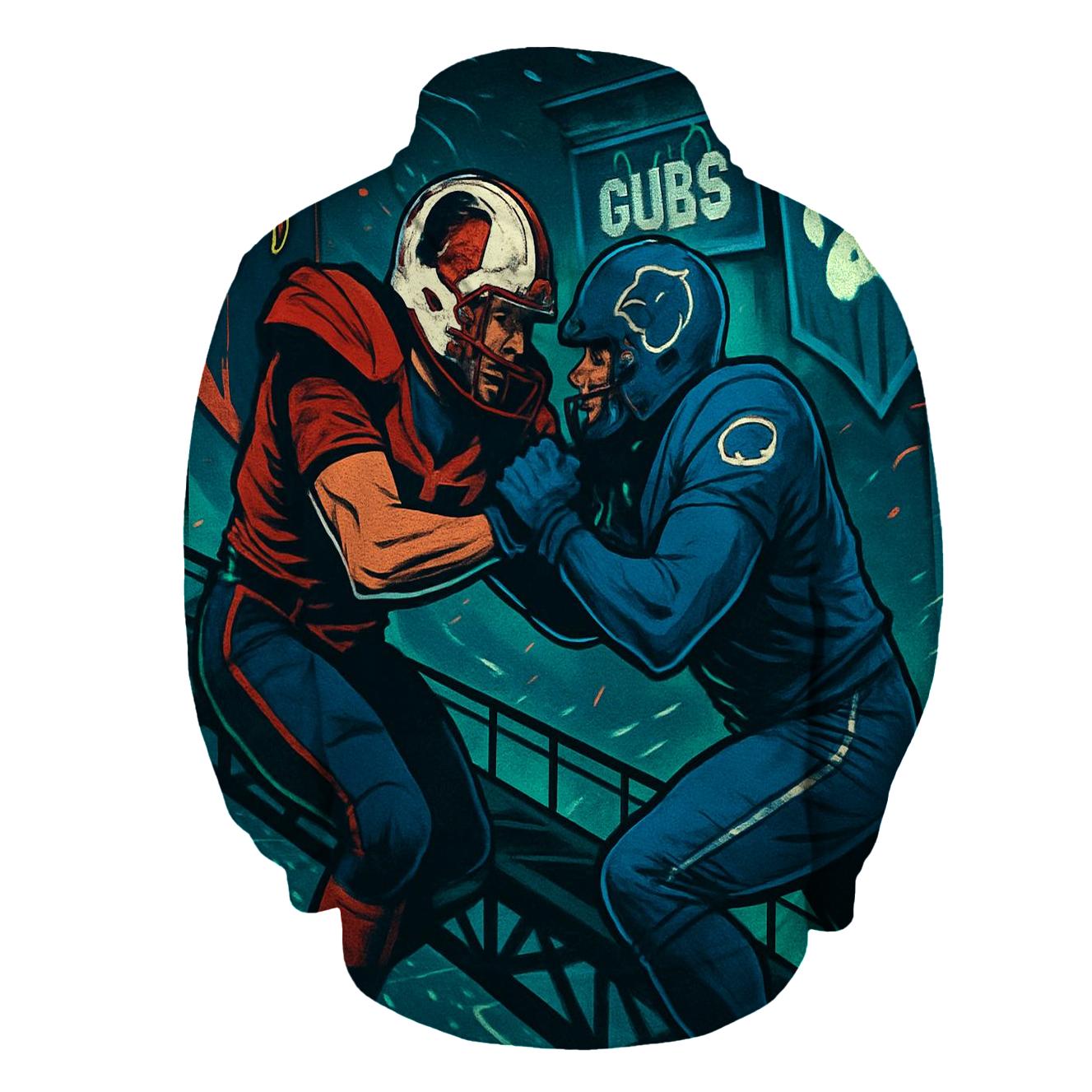 Rooftop Rumble Above Wrigley Streetlights embroidered hoodies