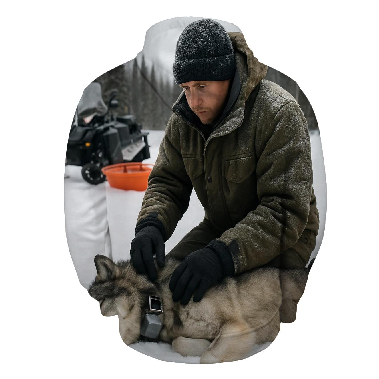 Radio Collar Health Check In Boreal Snowmobile Camp graphic hoodies