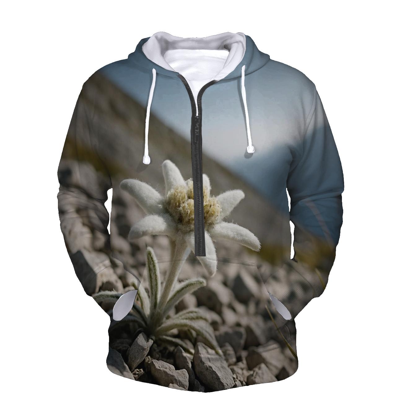 Edelweiss On Alpine Limestone Scree zip-up hoodies