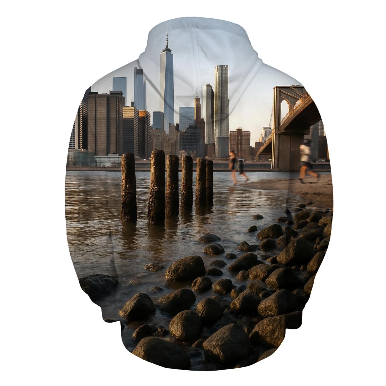 Low Tide Skyline Study From Brooklyn Bridge Park Rocks hoodie designs