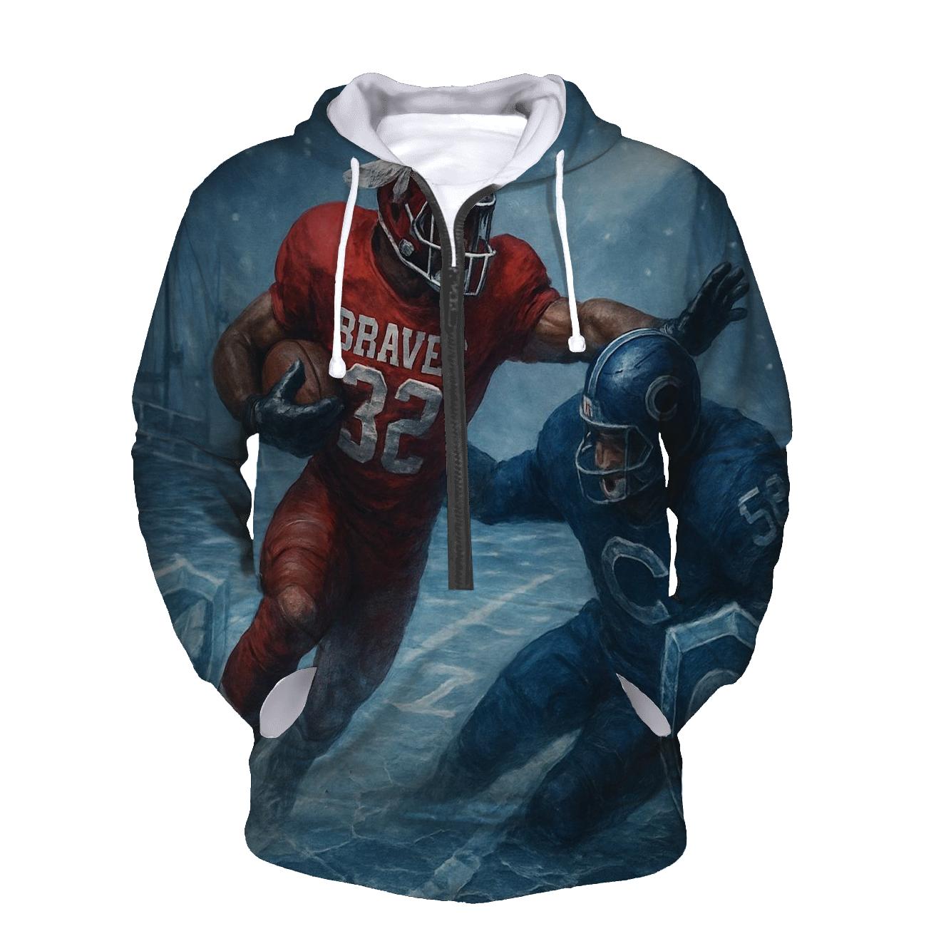 Icebound Gridiron Clash In The Windy Harbor embroidered hoodies