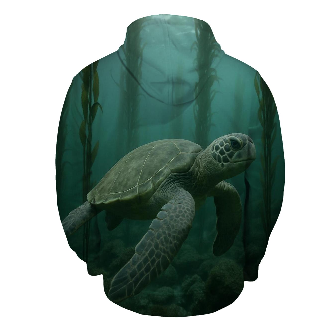Kelp Forest Glide Green Sea Turtle designer hoodies