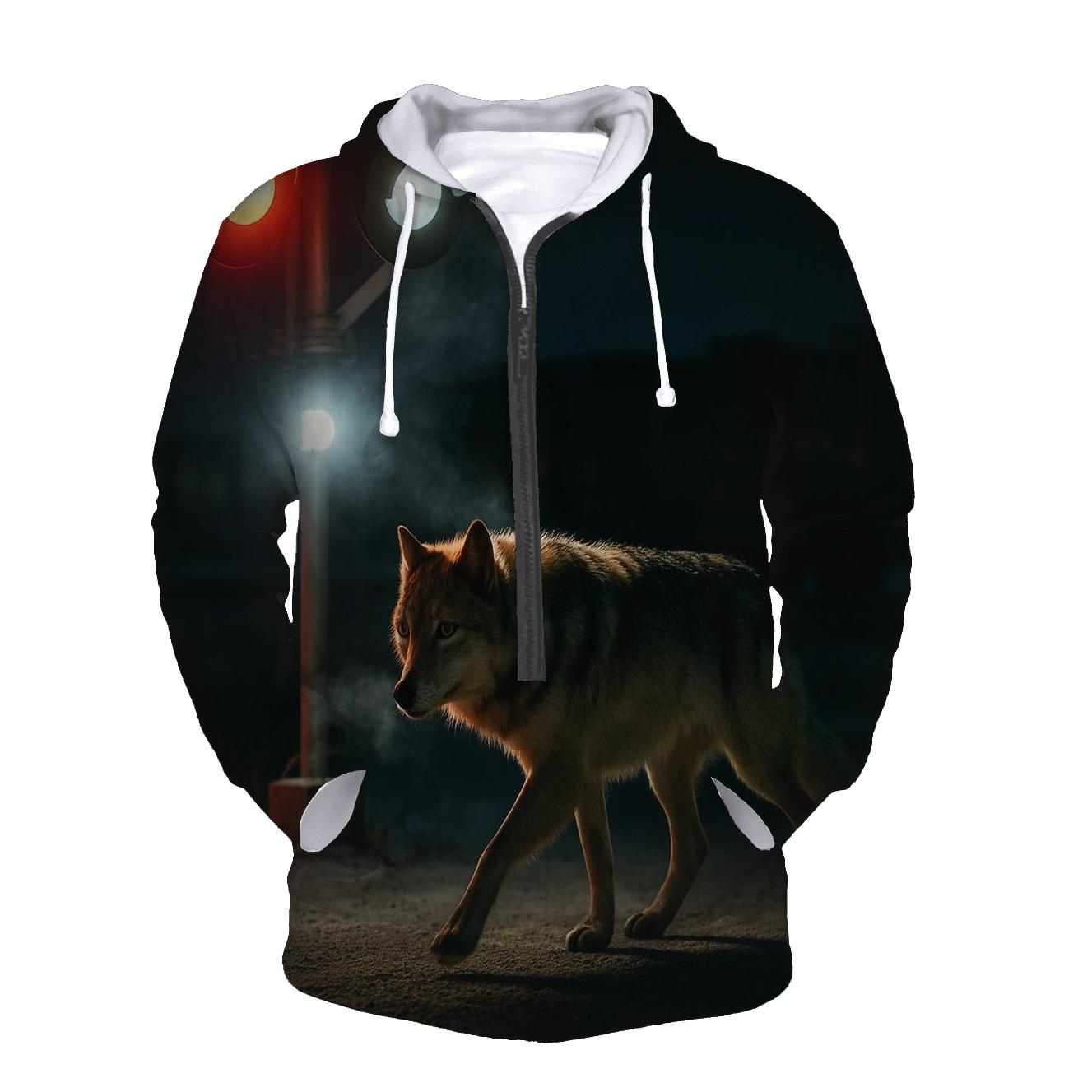 Night Crossing Under Arctic Rail Signals heavyweight hoodies