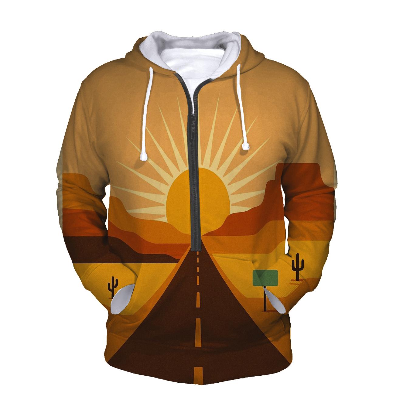 Desert Road Trip Sunburst Horizon designer hoodies
