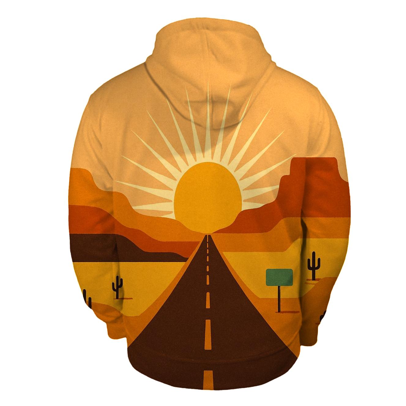 Desert Road Trip Sunburst Horizon designer hoodies