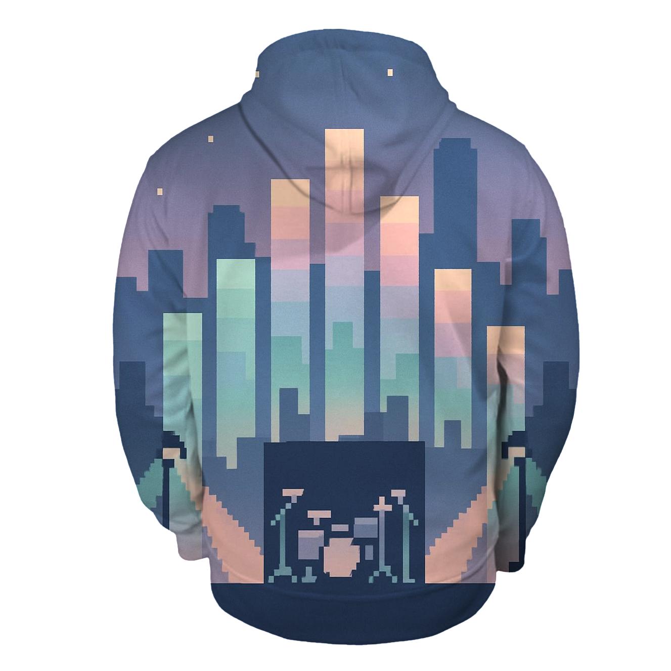 Pixel Stage Skyline graphic hoodies