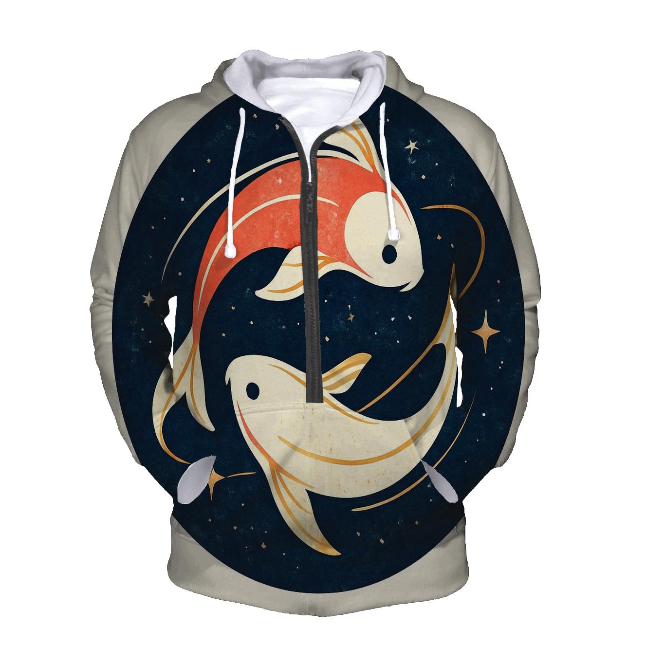 Koi Fish Orbit Yin Yang Emblem custom hoodies