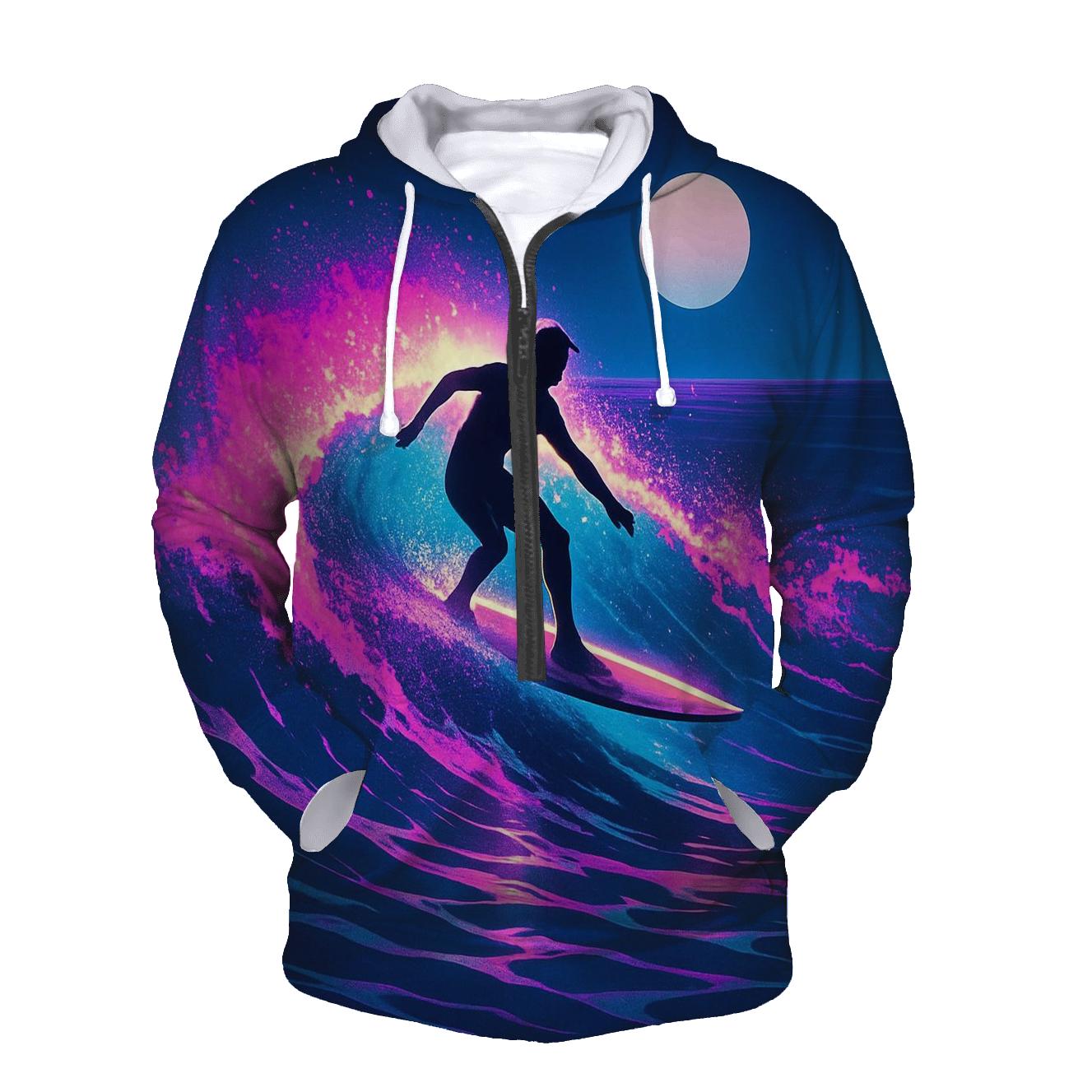 Neon Tides Longboard Surf Session zip-up hoodies