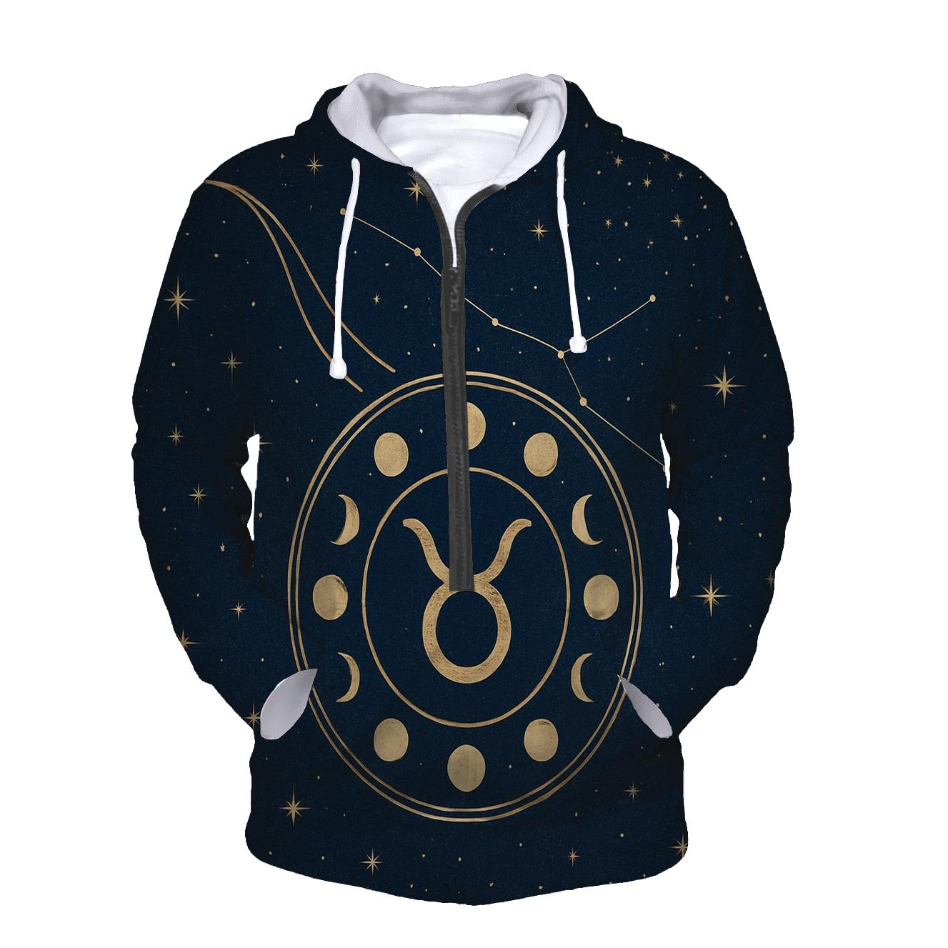 Taurus Hyades Bull Moon Phase Emblem zip-up hoodies