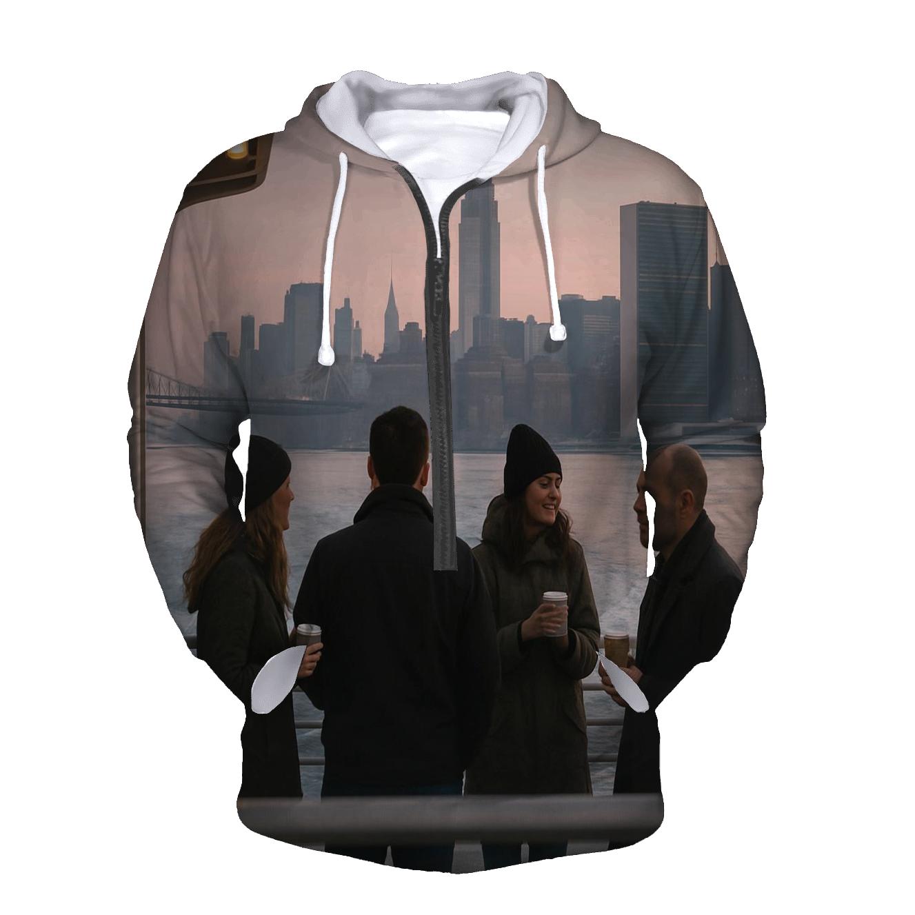 Dawn Commute On The East River Ferry With Midtown Behind heavyweight hoodies