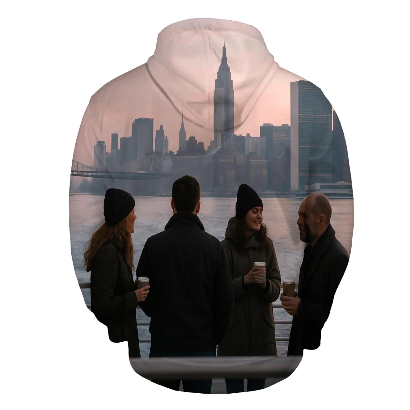 Dawn Commute On The East River Ferry With Midtown Behind heavyweight hoodies
