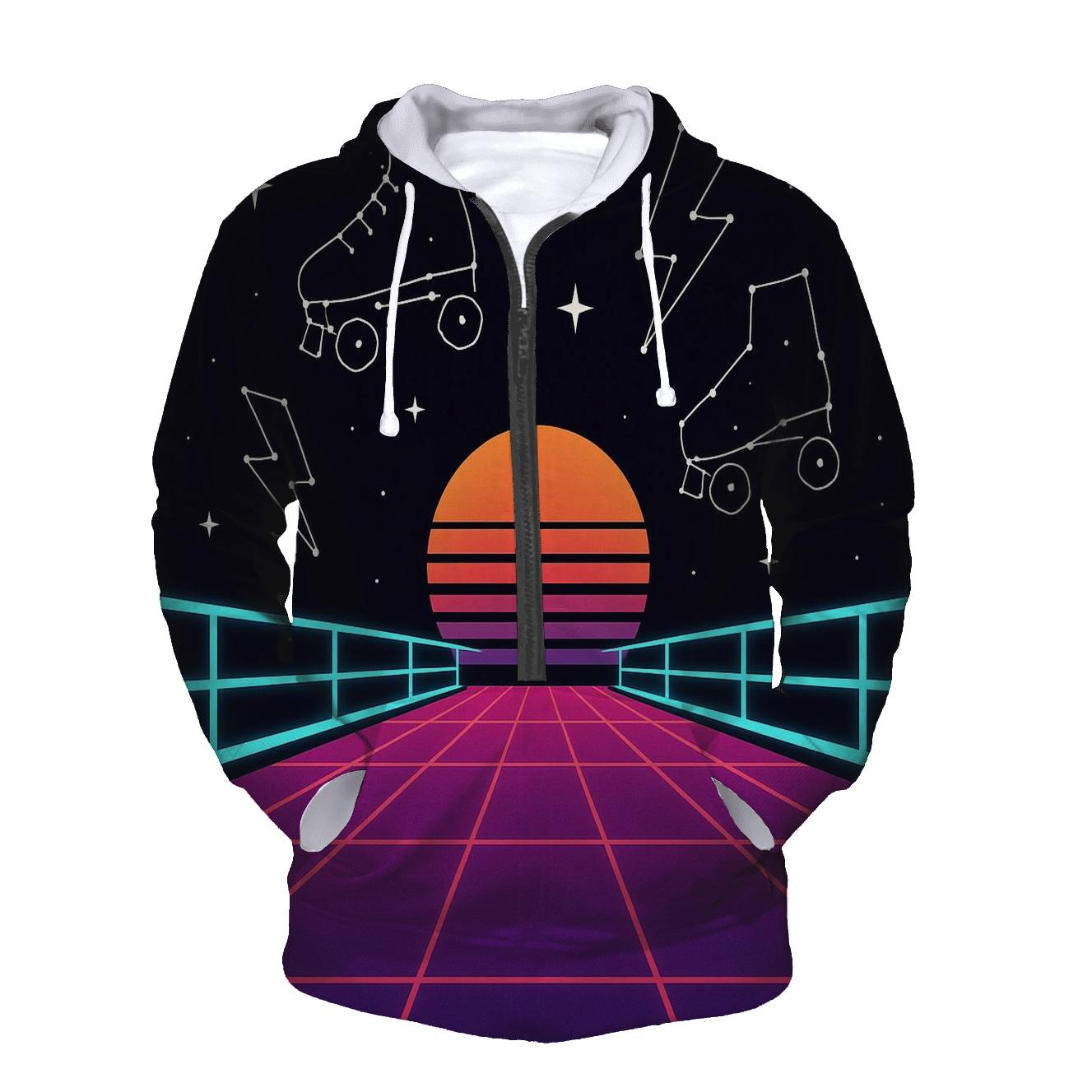 Neon Roller Rink Constellation printed hoodies