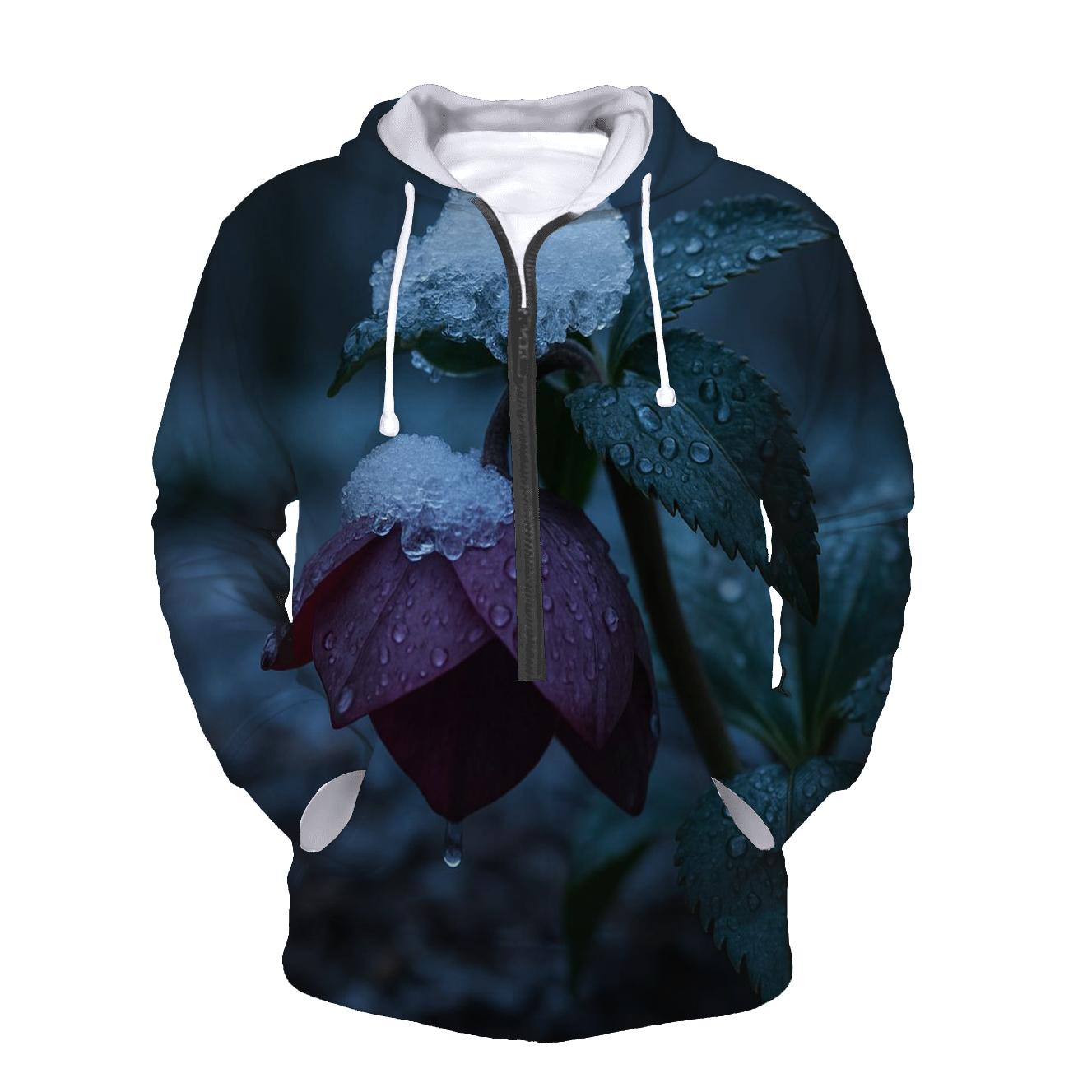 Hellebore Bloom After Wet Snowfall hoodie designs