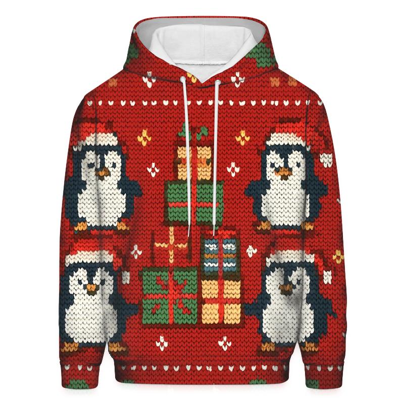 Penguin Present Pyramid Panel Design premium hoodies